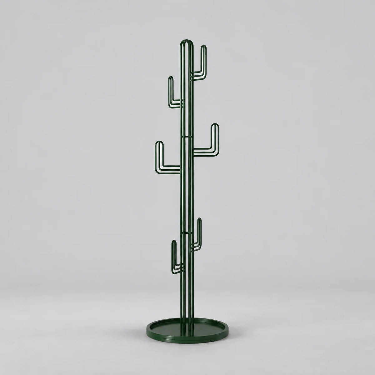 Porte-manteau cactus vert sur pied, vue entière sur fond gris Image