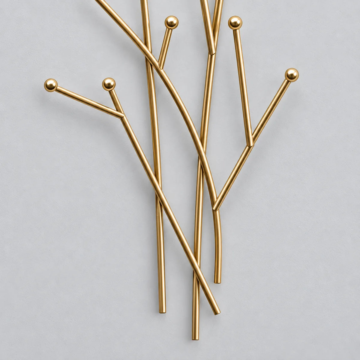 Détail des tiges croisées et des branches basses dorées