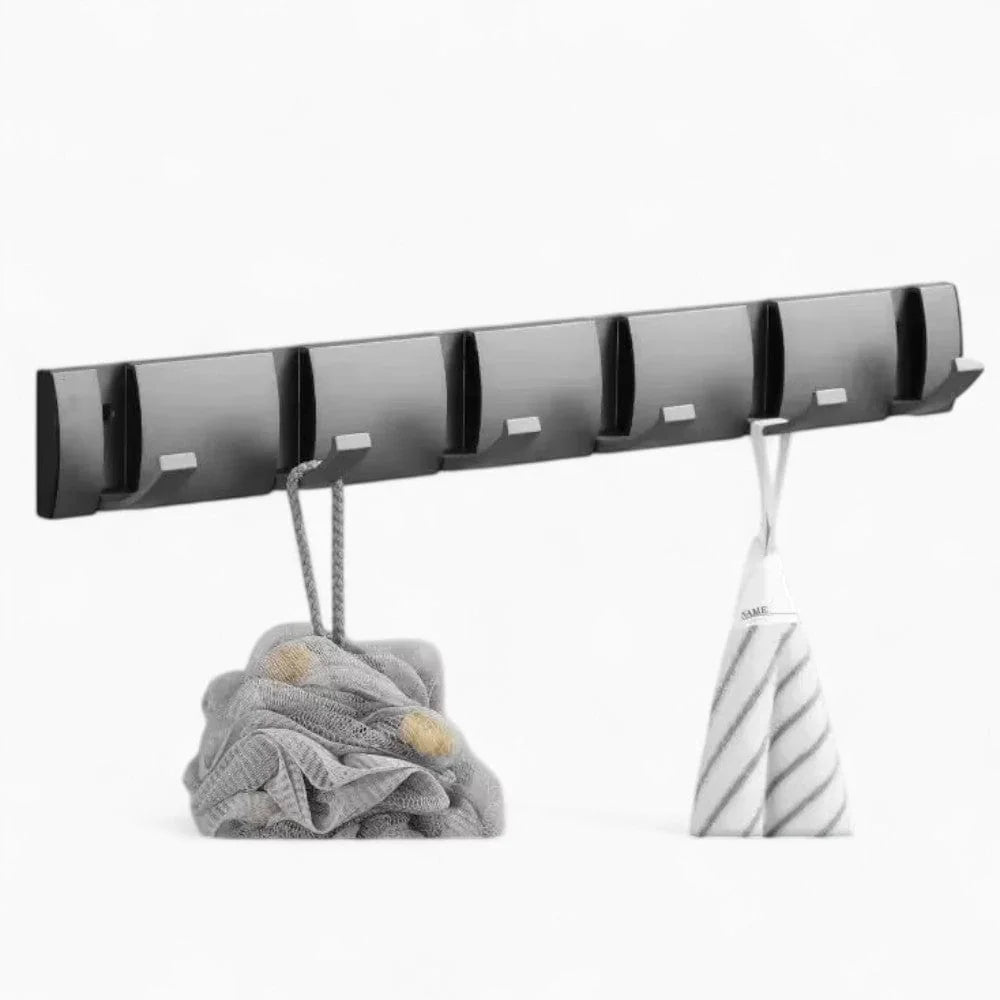 Photo originale du porte-manteau mural gris avec six crochets dépliés