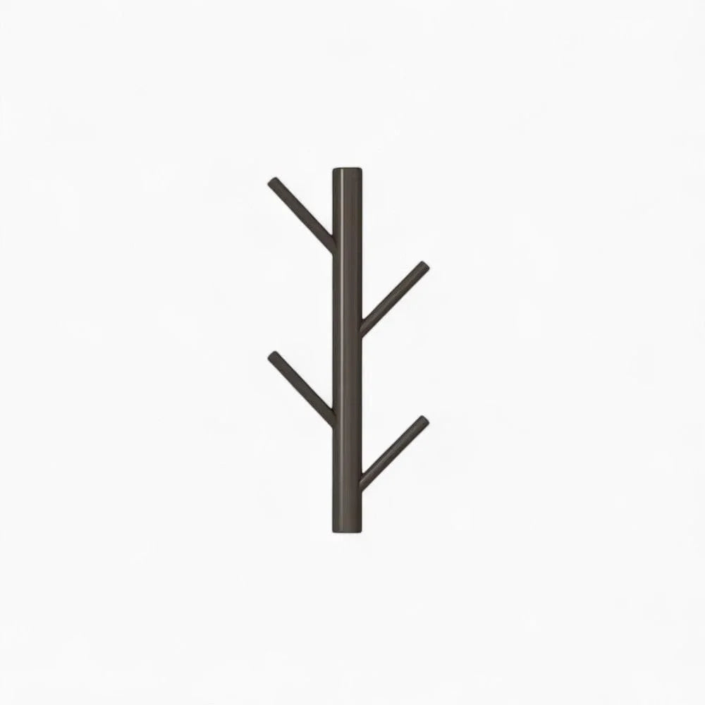 Photo originale du porte-manteau mural en bois foncé à quatre branches