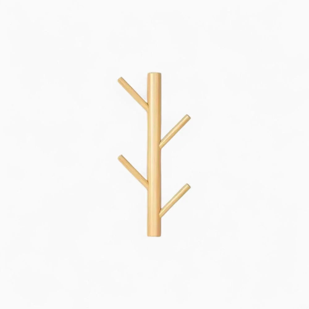 Photo originale du porte-manteau mural en bois clair à quatre branches