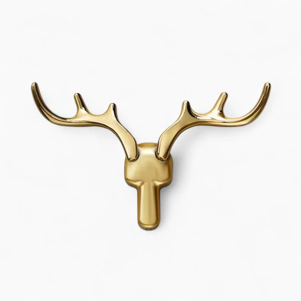 Photo originale de face de la patère cerf dorée