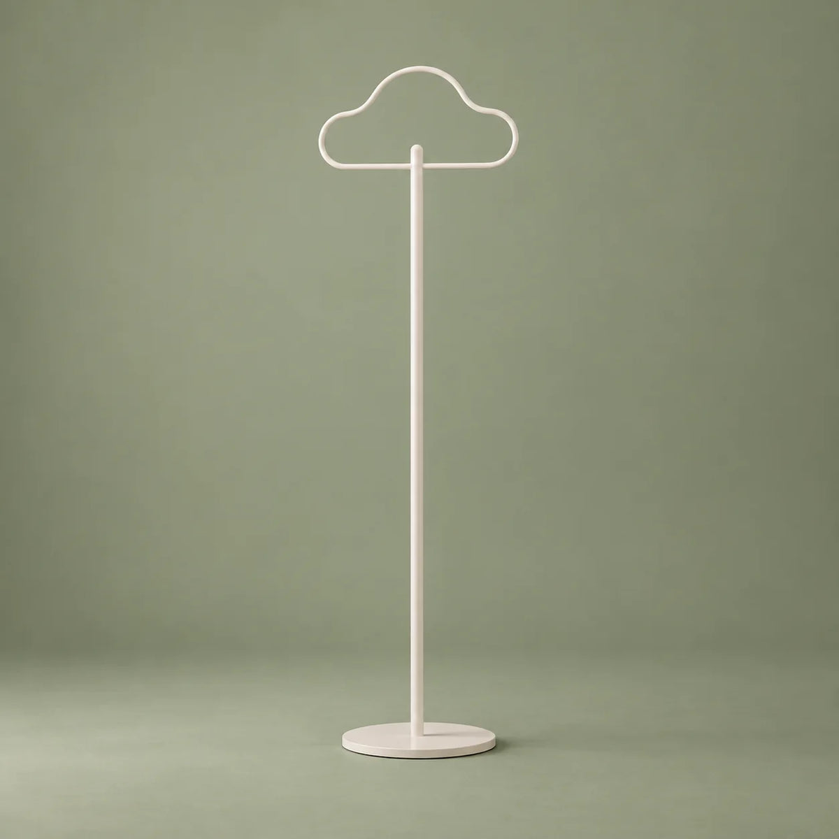 Structure complète blanche du porte-manteau Nuage sans vêtements sur fond vert sauge