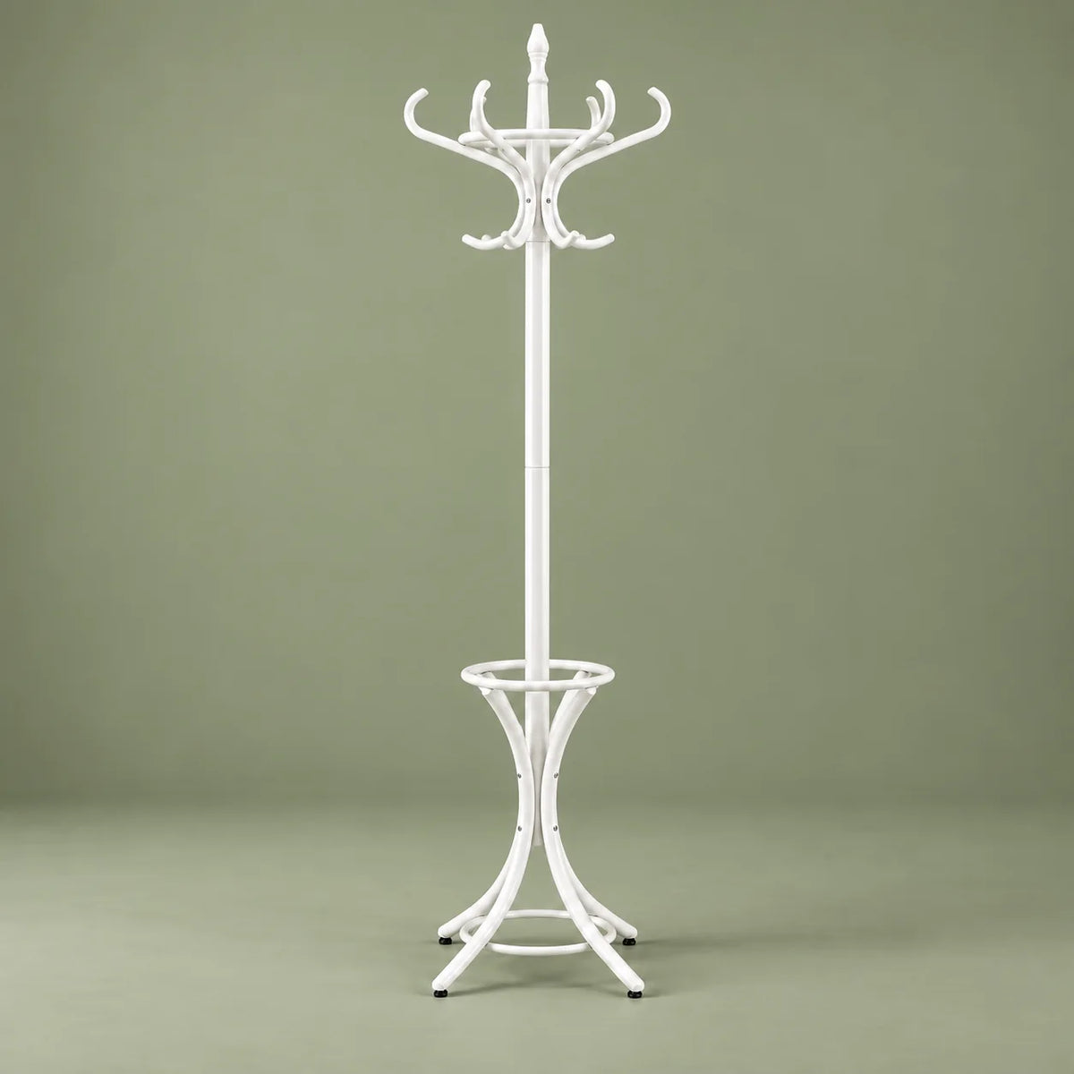 Porte-manteau perroquet blanc entier de face sur fond vert sauge