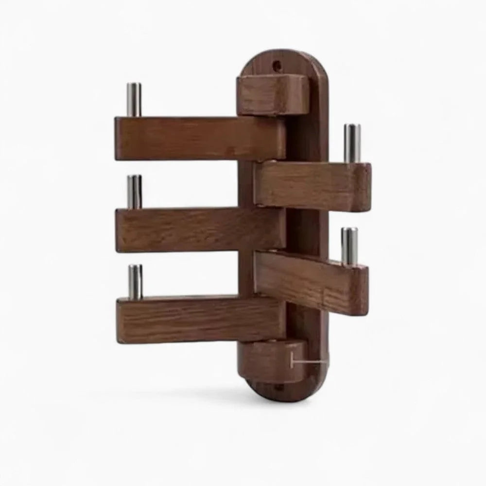 Photographie d’origine du porte-manteau mural pivotant en bois marron foncé