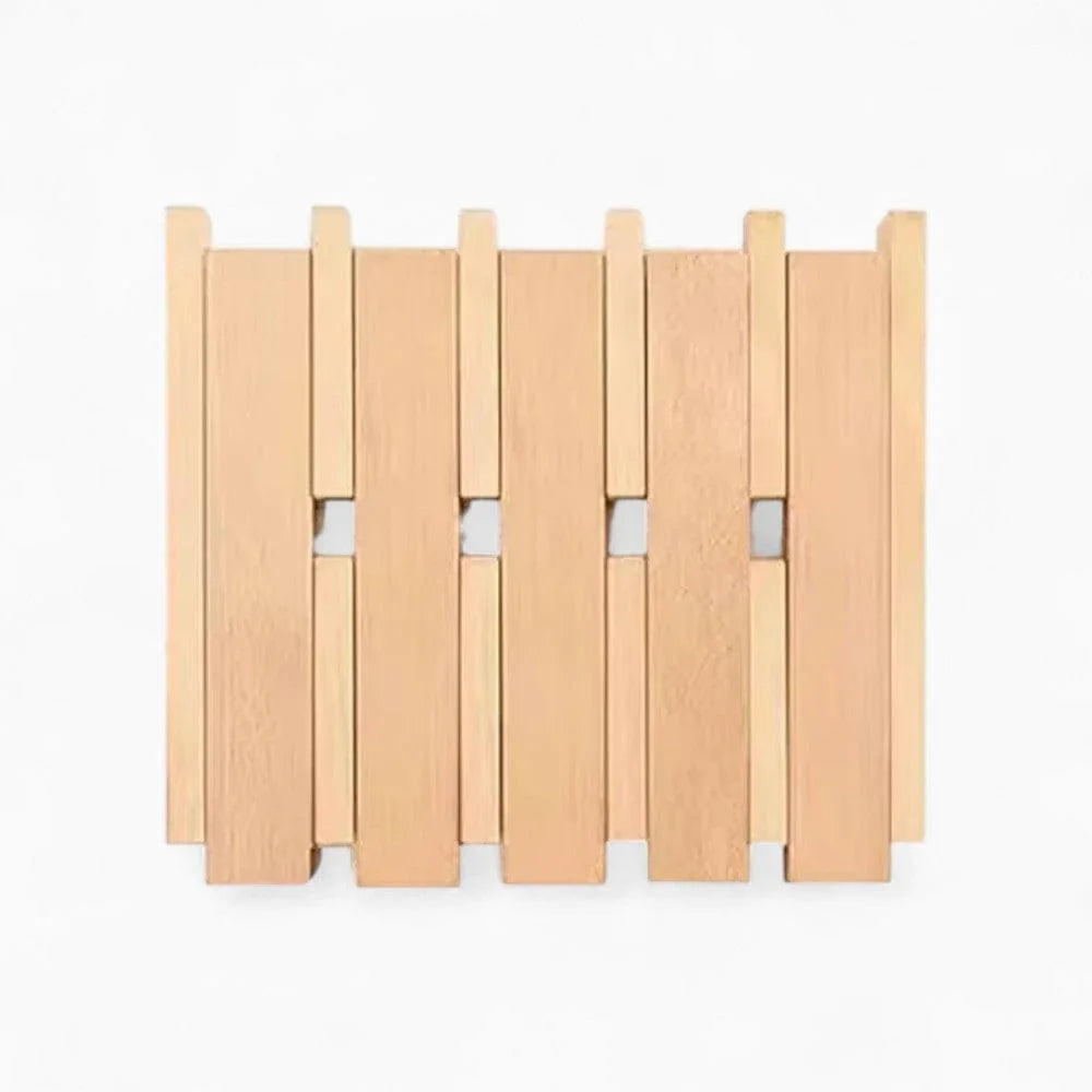 Photographie d’origine du petit porte-manteau mural carré en bois clair