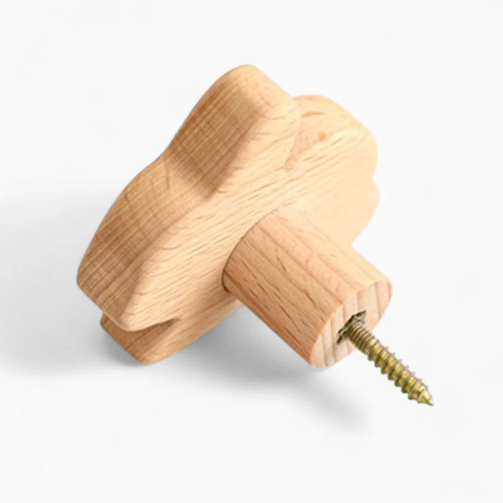 Photo originale de l’arrière de la patère cactus, avec entretoise en bois et tige de fixation