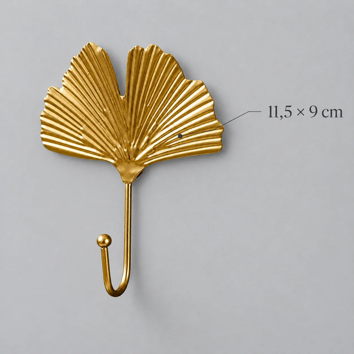 Dimensions indiquées pour la patère Feuille dorée : 11,5 × 9 cm