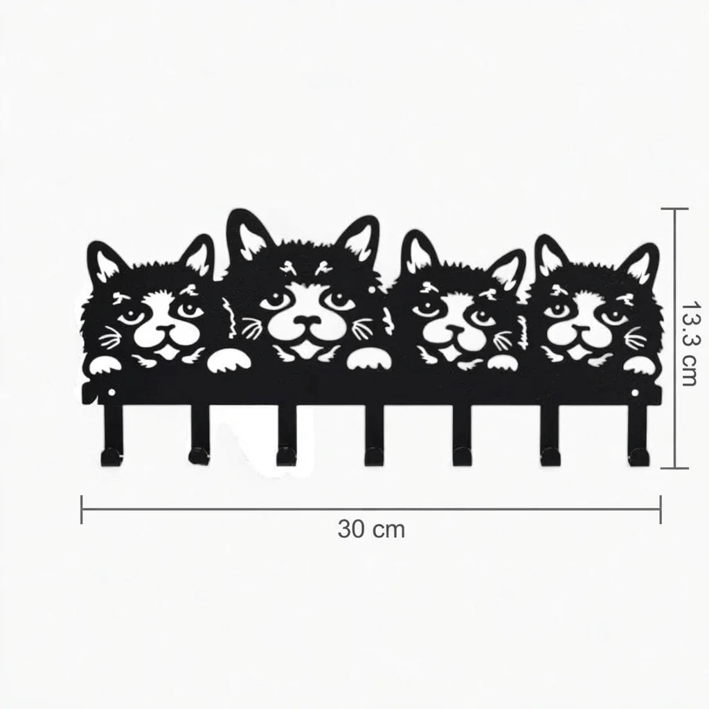 Dimensions indiquées sur la photo originale du porte-manteau mural chats : 30 cm de largeur et 13,3 cm de hauteur