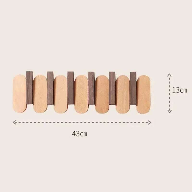 Dimensions vérifiées du porte-manteau mural arrondi en bois : largeur 43 cm et hauteur 13 cm