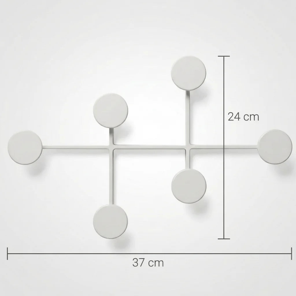 Dimensions du porte-manteau mural rond blanc : largeur 37 cm, hauteur 24 cm