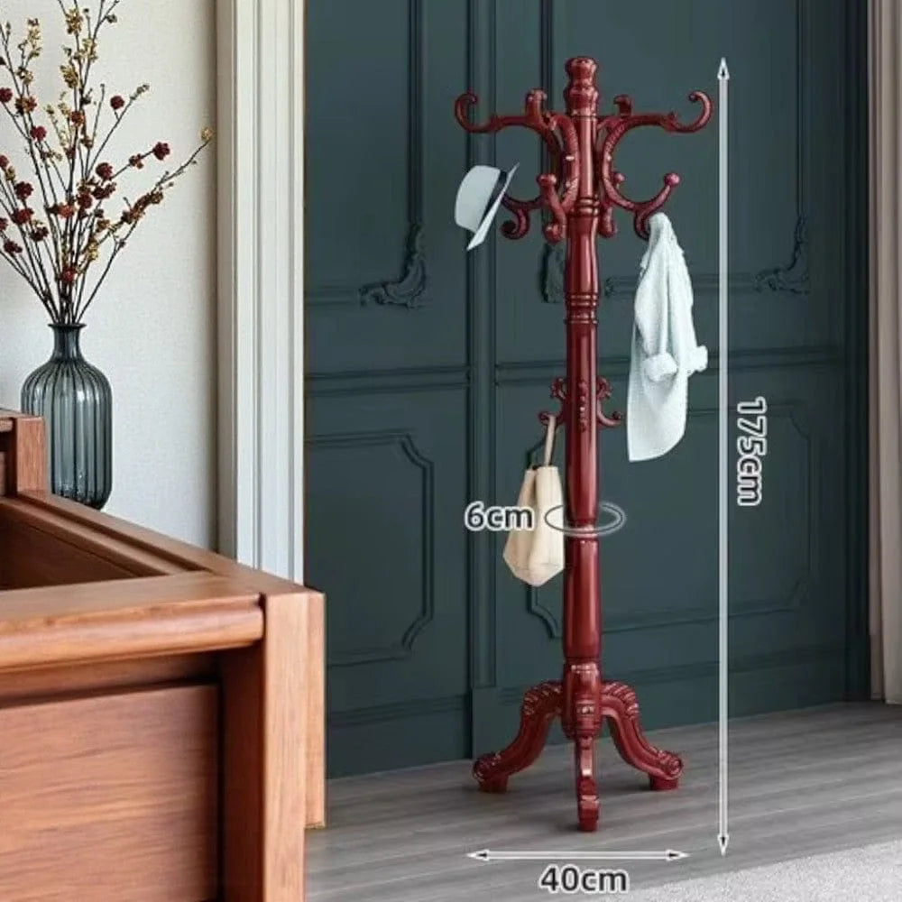 Dimensions du porte-manteau perroquet rouge : hauteur 175 cm et largeur du piètement 40 cm