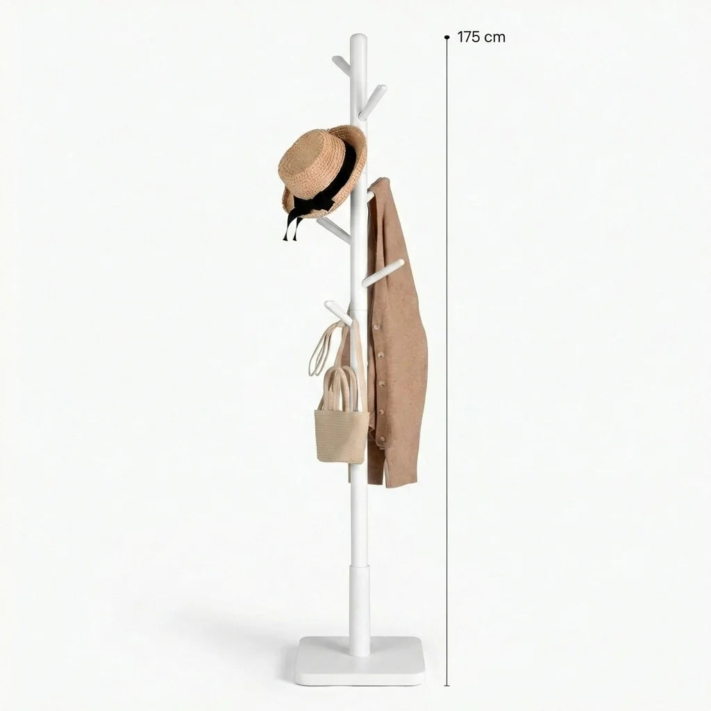 Dimensions du porte-manteau arbre blanc sur pied : hauteur 175 cm