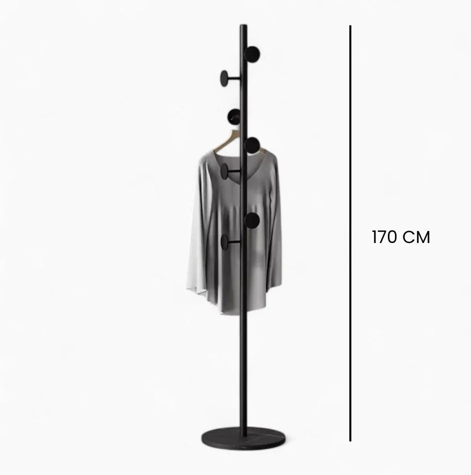 Dimensions du porte-manteau champignon noir : hauteur totale de 170 cm indiquée sur la photo d’origine