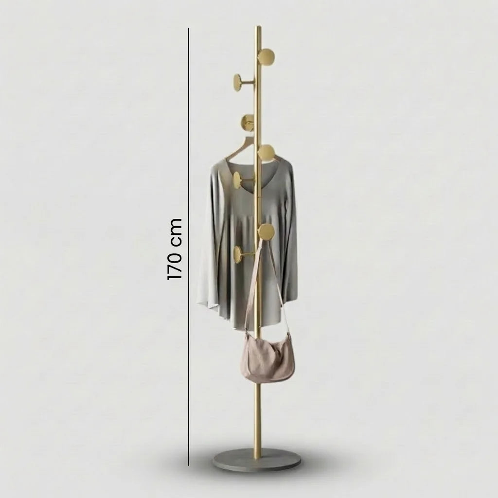 Dimensions du porte-manteau sur pied doré : hauteur 170 cm