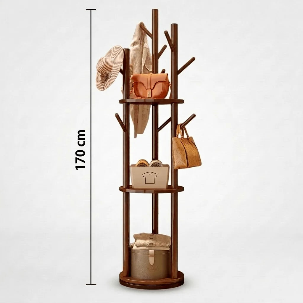 Dimensions du porte-manteau grande branche en bois foncé : hauteur totale 170 cm