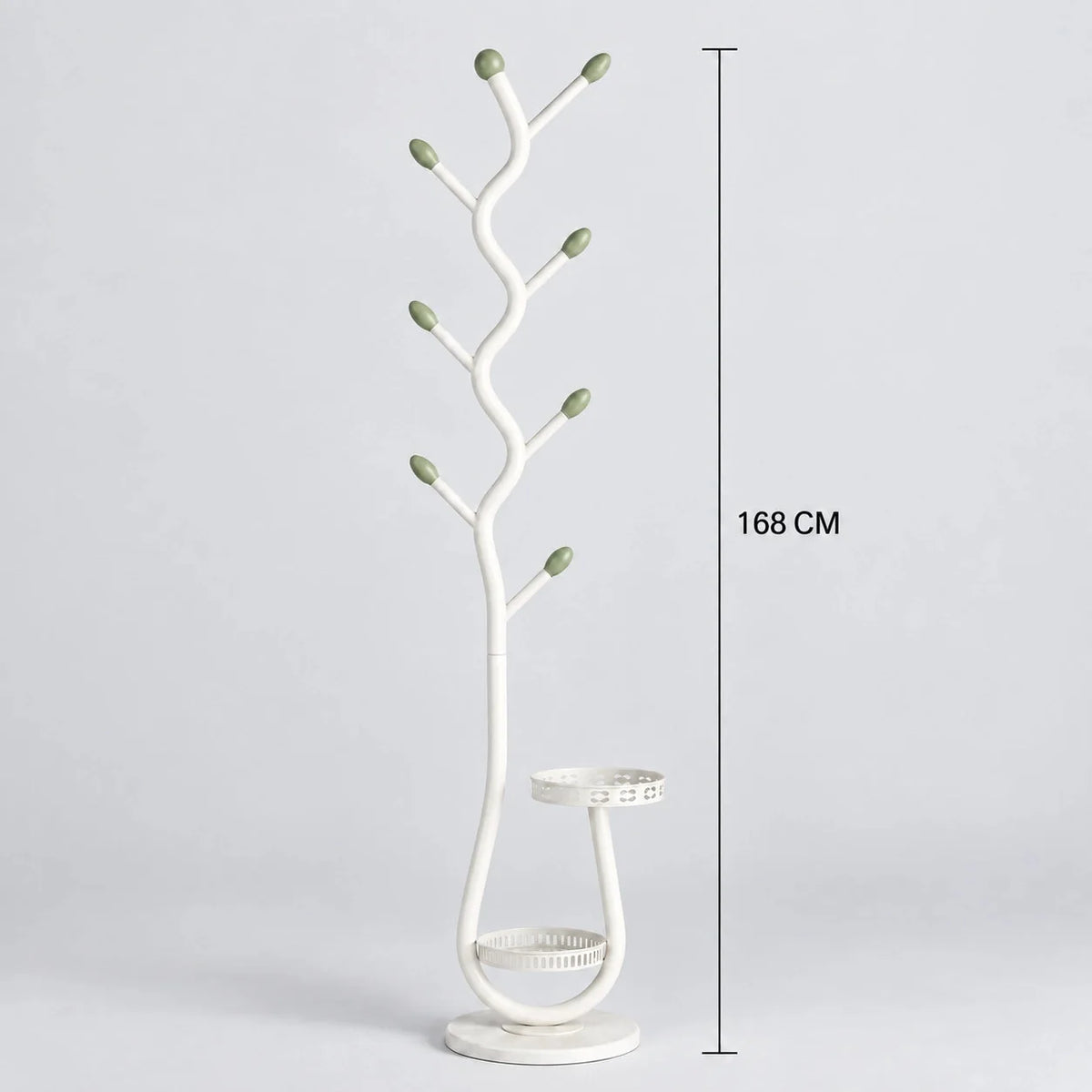 Dimensions du porte-manteau blanc à rangement bas : hauteur 168 cm
