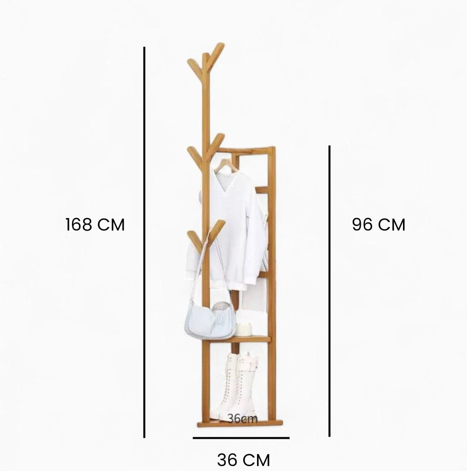Porte Manteau sur Pied Multifonction bois claire