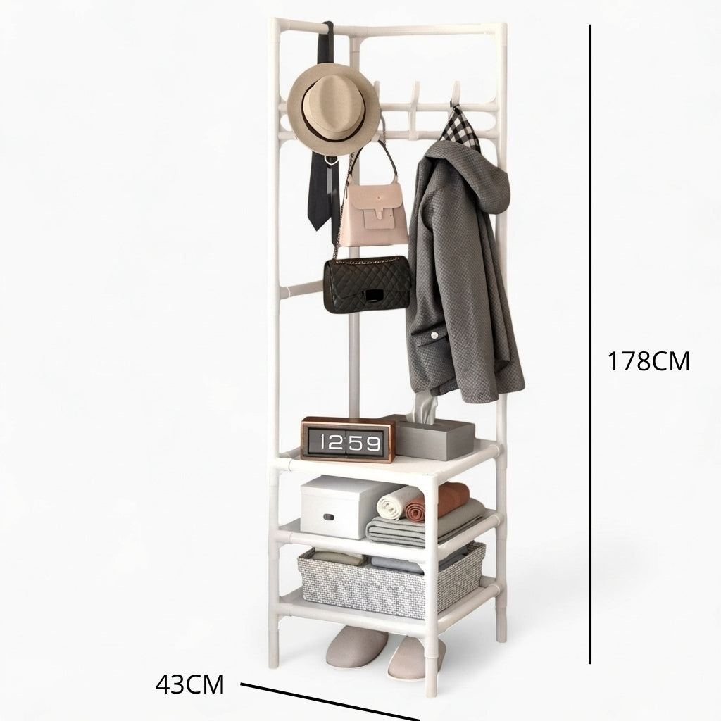 Porte Manteau Meuble Chaussure Rangement blanc