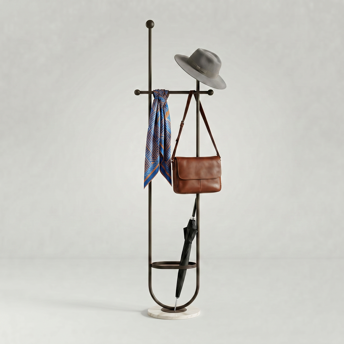 Porte Manteau sur Pied Noir/Blanc Design
