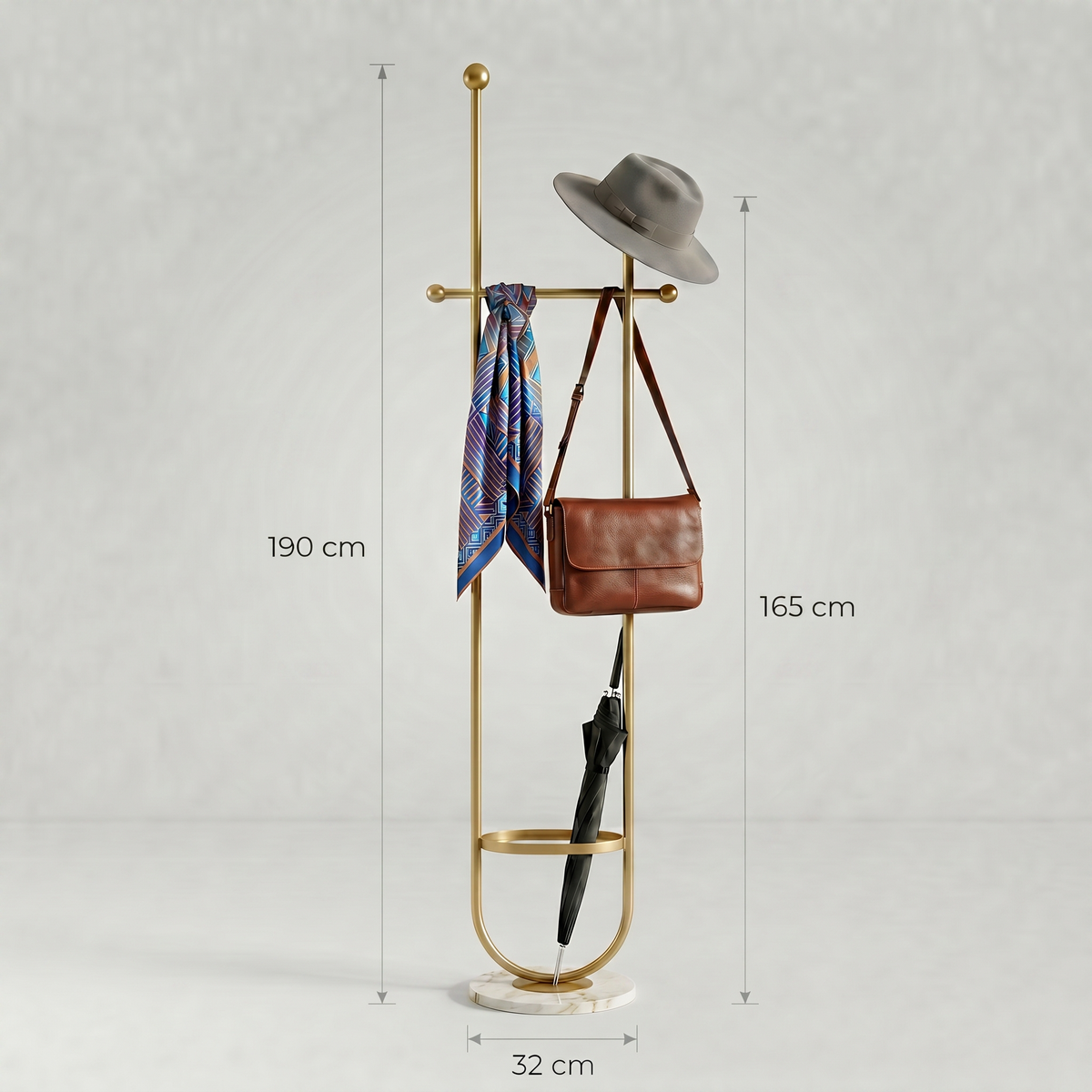 Porte Manteau sur Pied Dorée Design