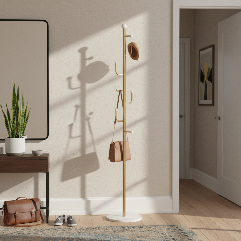 Porte Manteau sur Pied Branche Champignon Dorée