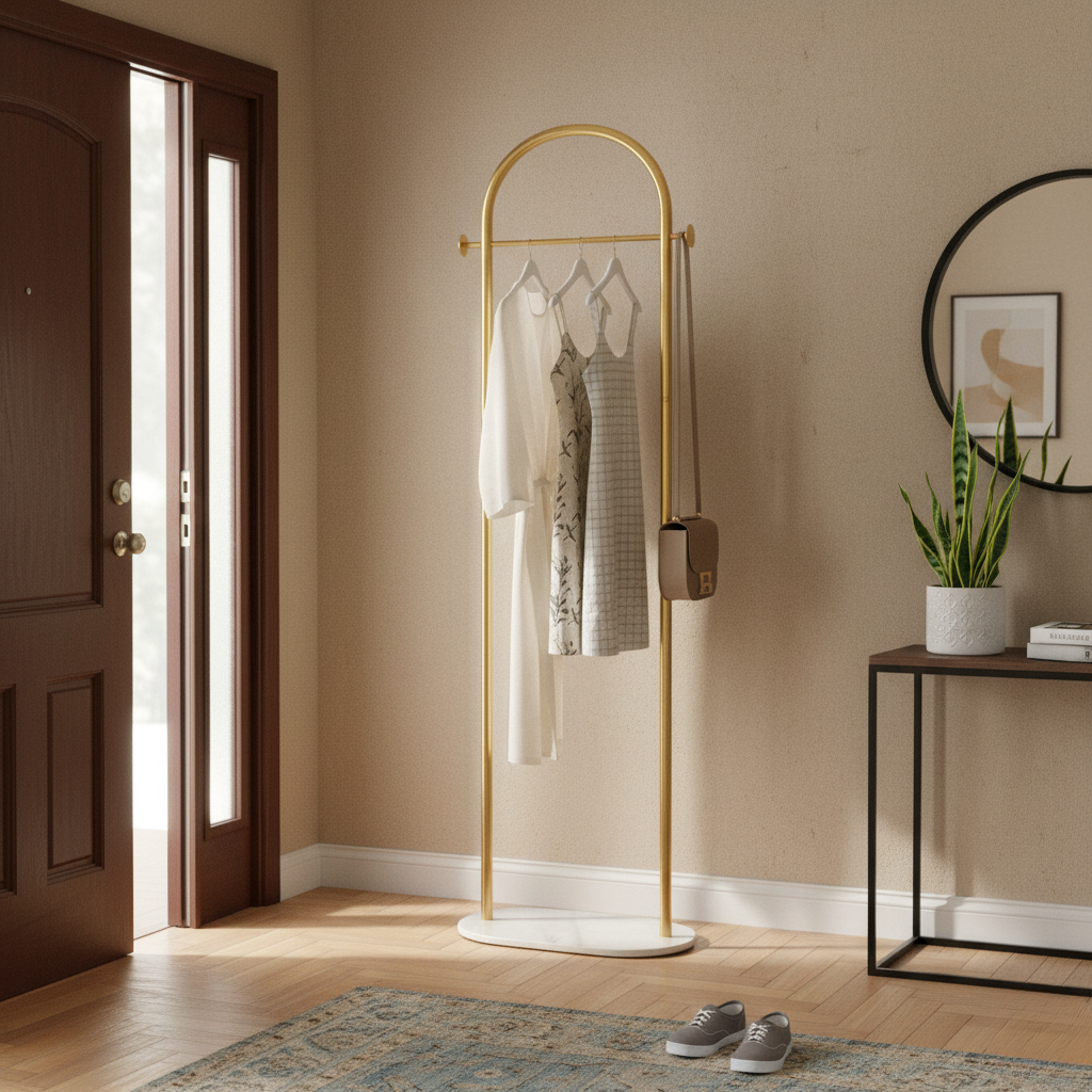 Porte Manteau sur Pied Courbé or