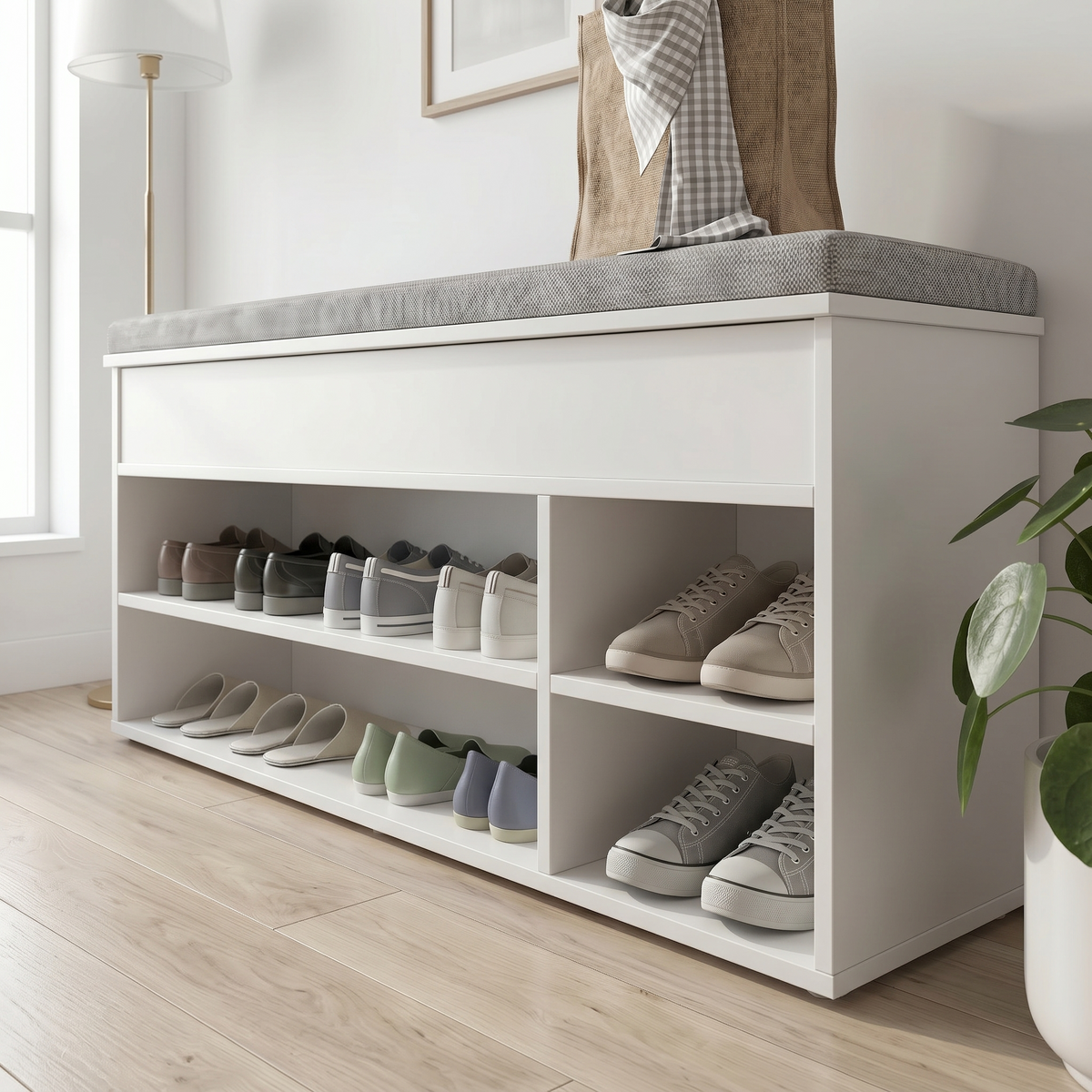 Meuble Chaussure Blanc et Banc