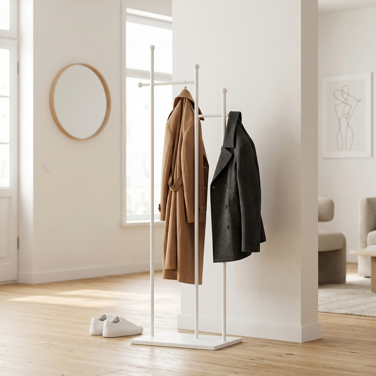 Porte Manteau sur Pied design blanc