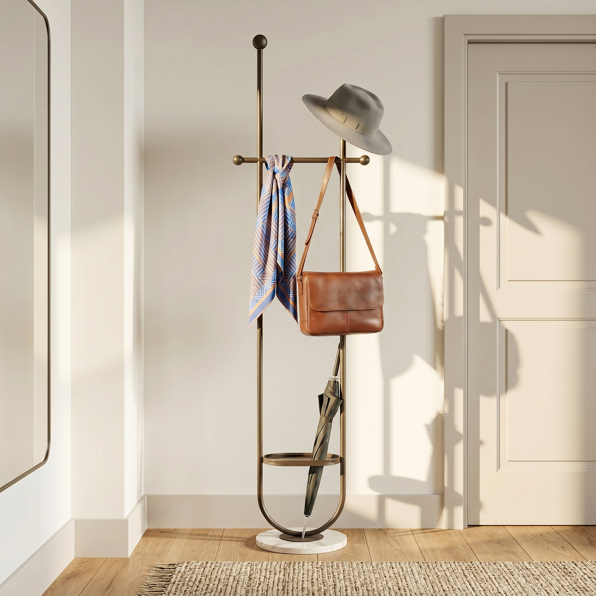 Porte Manteau sur Pied Noir/Blanc Design