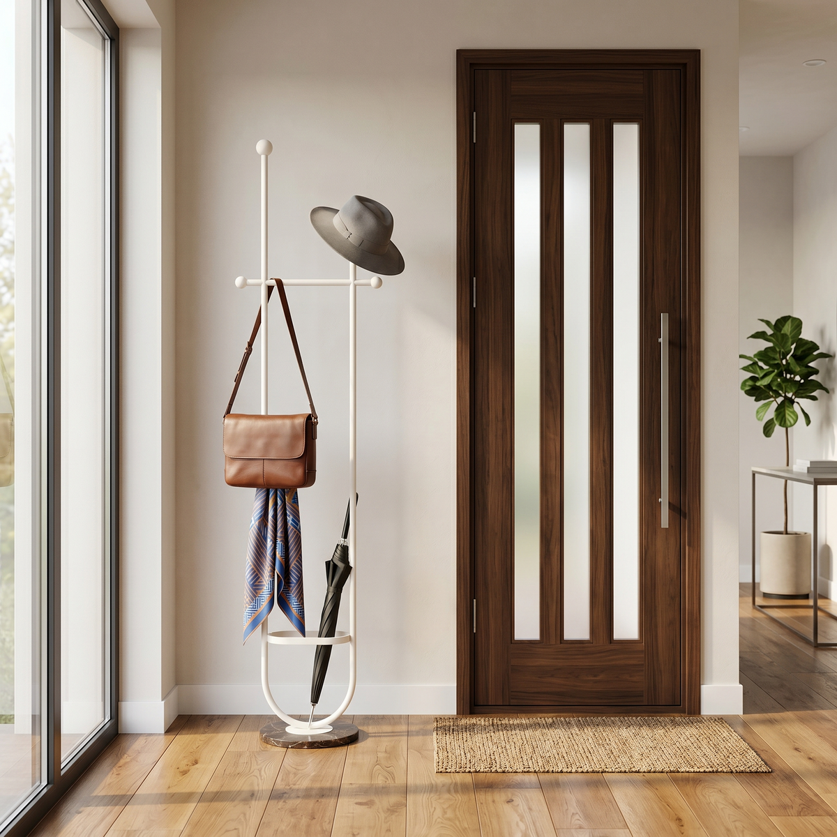 Porte Manteau sur Pied Blanc/Noir Design