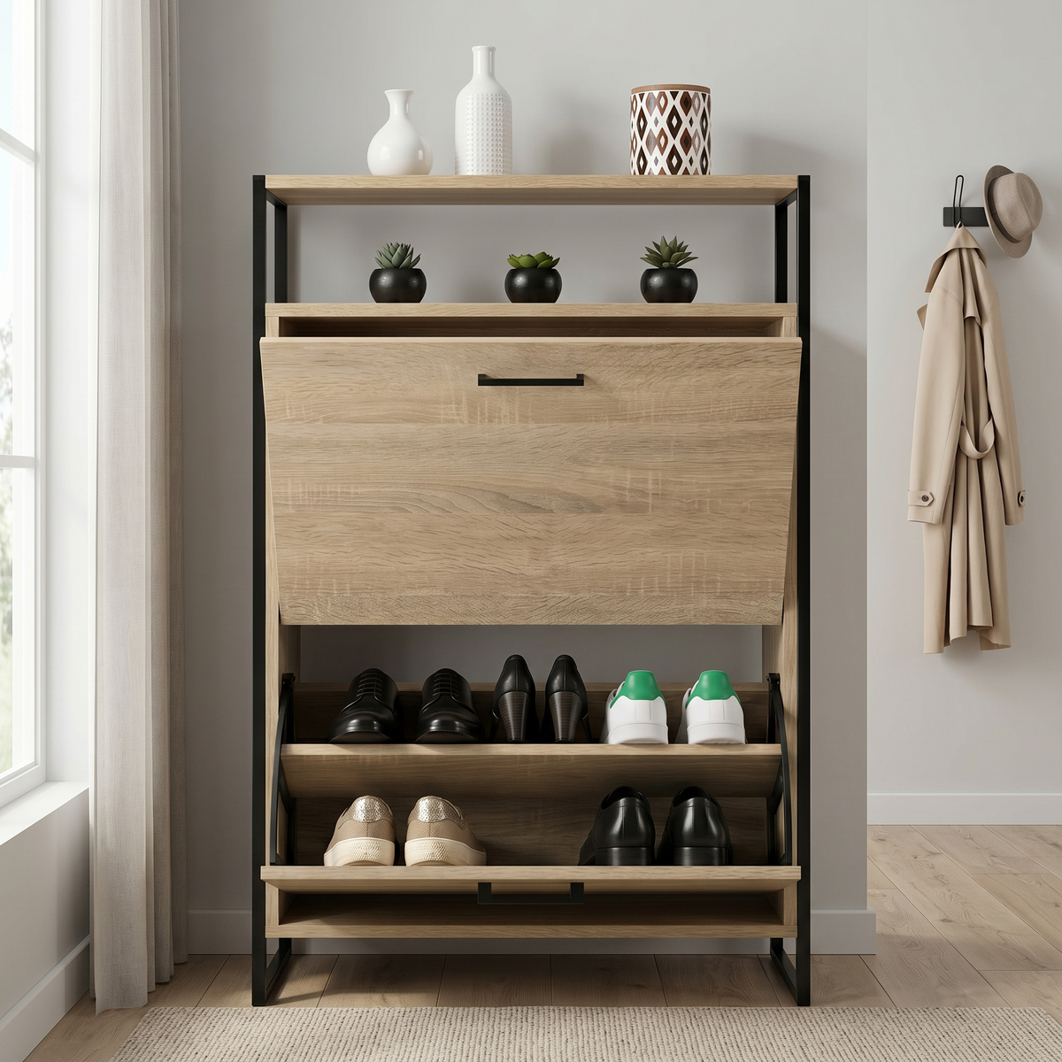 Meuble Chaussure 2 Portes Design Industriel
