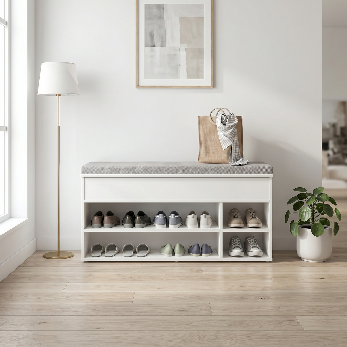 Meuble Chaussure Blanc et Banc