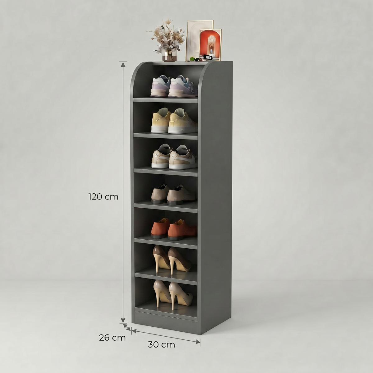 Meuble Chaussure Grande Contenance Gris
