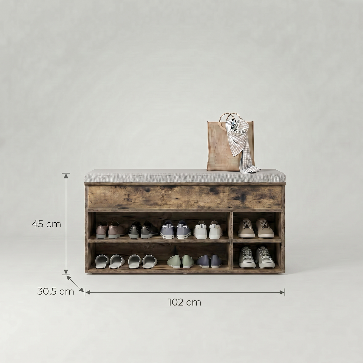 Rangement Chaussure avec Assise Bois Foncé