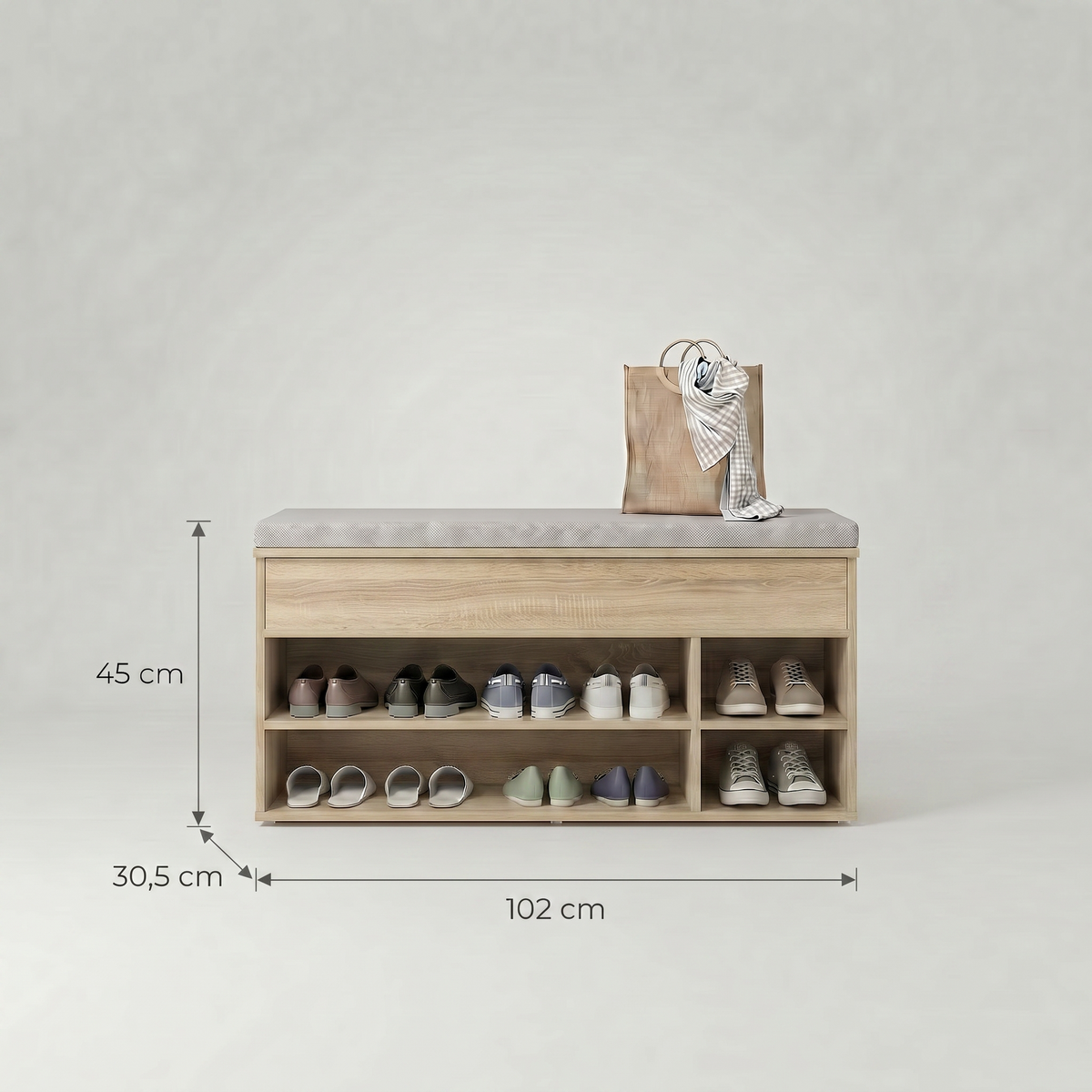 Banc de Rangement à Chaussures avec Coussin d'Assise