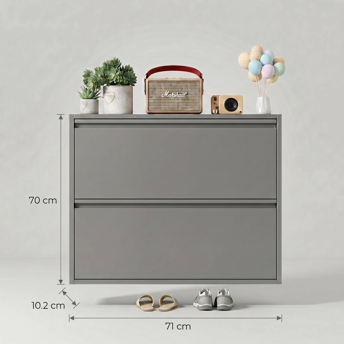 Meuble Chaussure Suspendu Gris