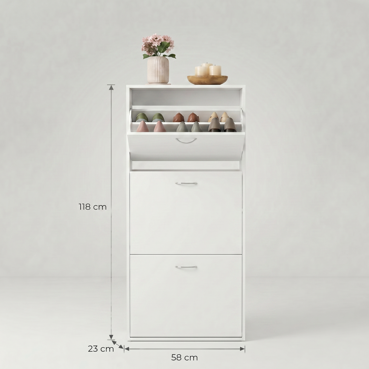 Meuble Chaussure 3 Niveaux Blanc