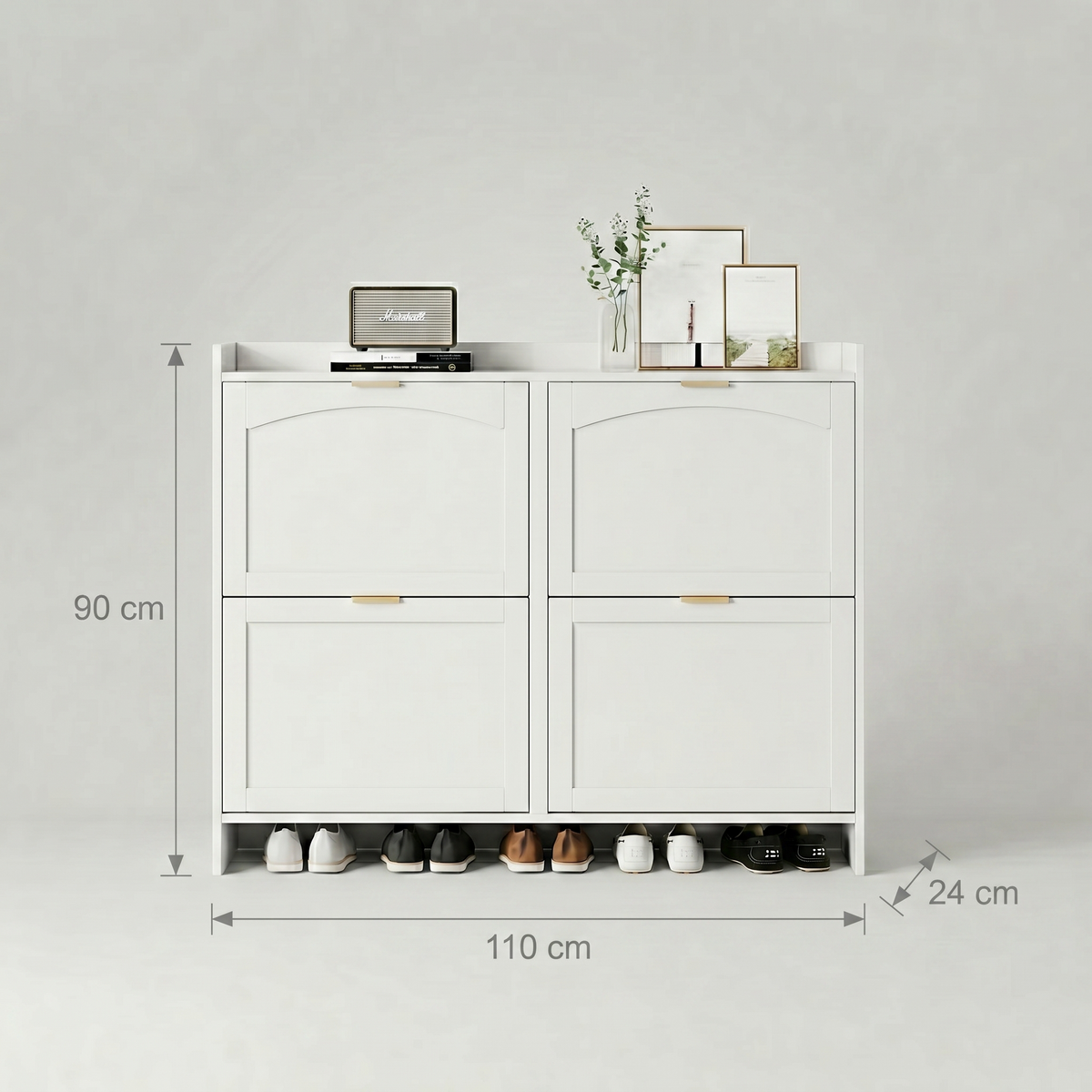 Meuble Chaussure Blanc 4 Abattants