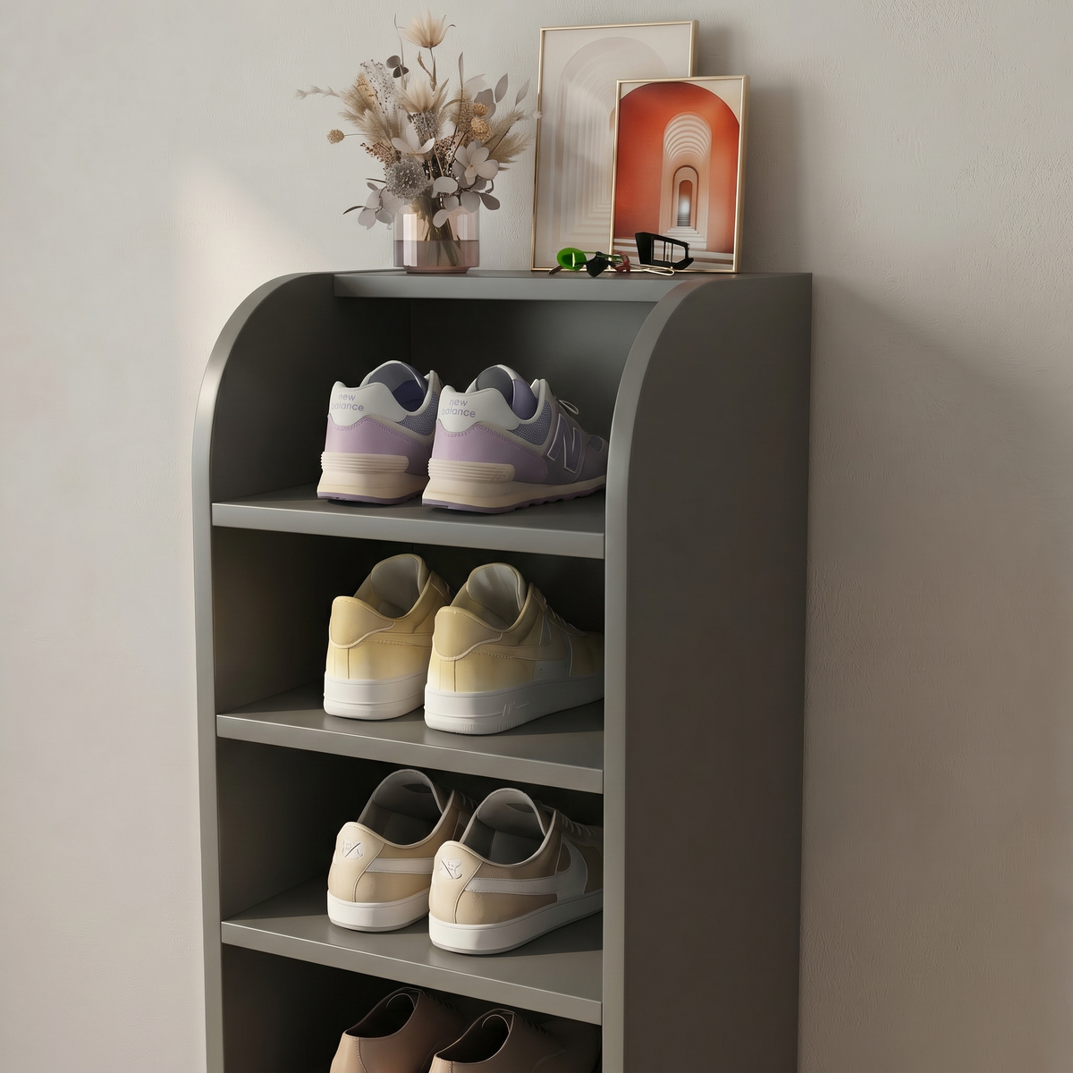 Meuble Chaussure Grande Contenance Gris