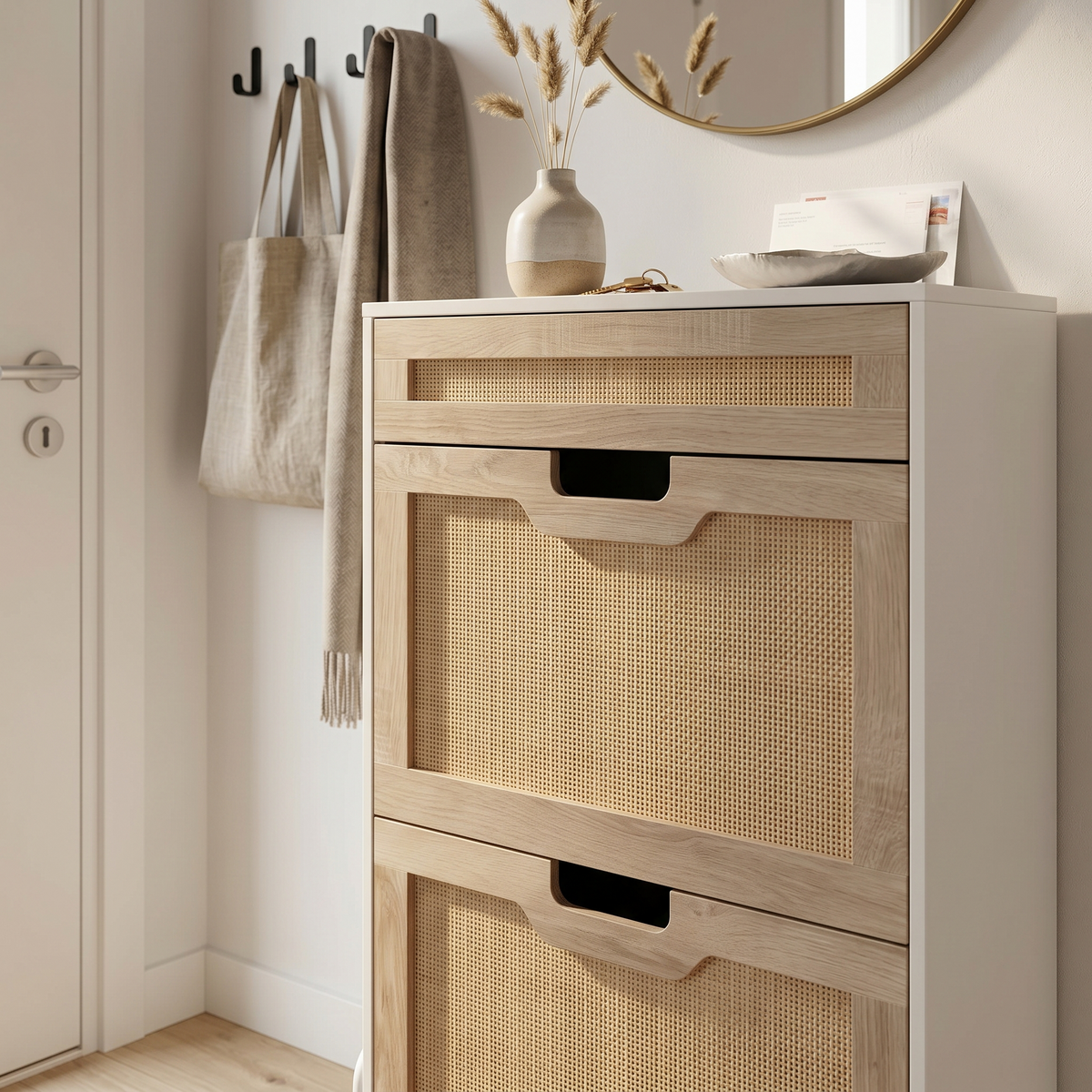 Meuble Chaussure Rotin Cannage