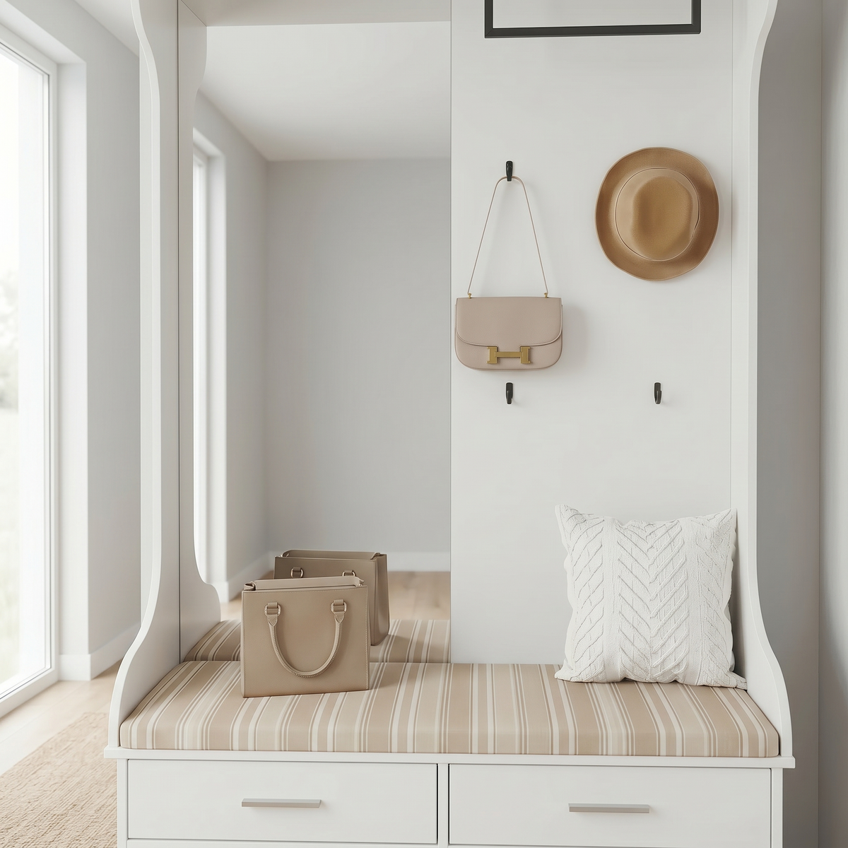 Meuble Chaussure avec Banc et Porte Manteau