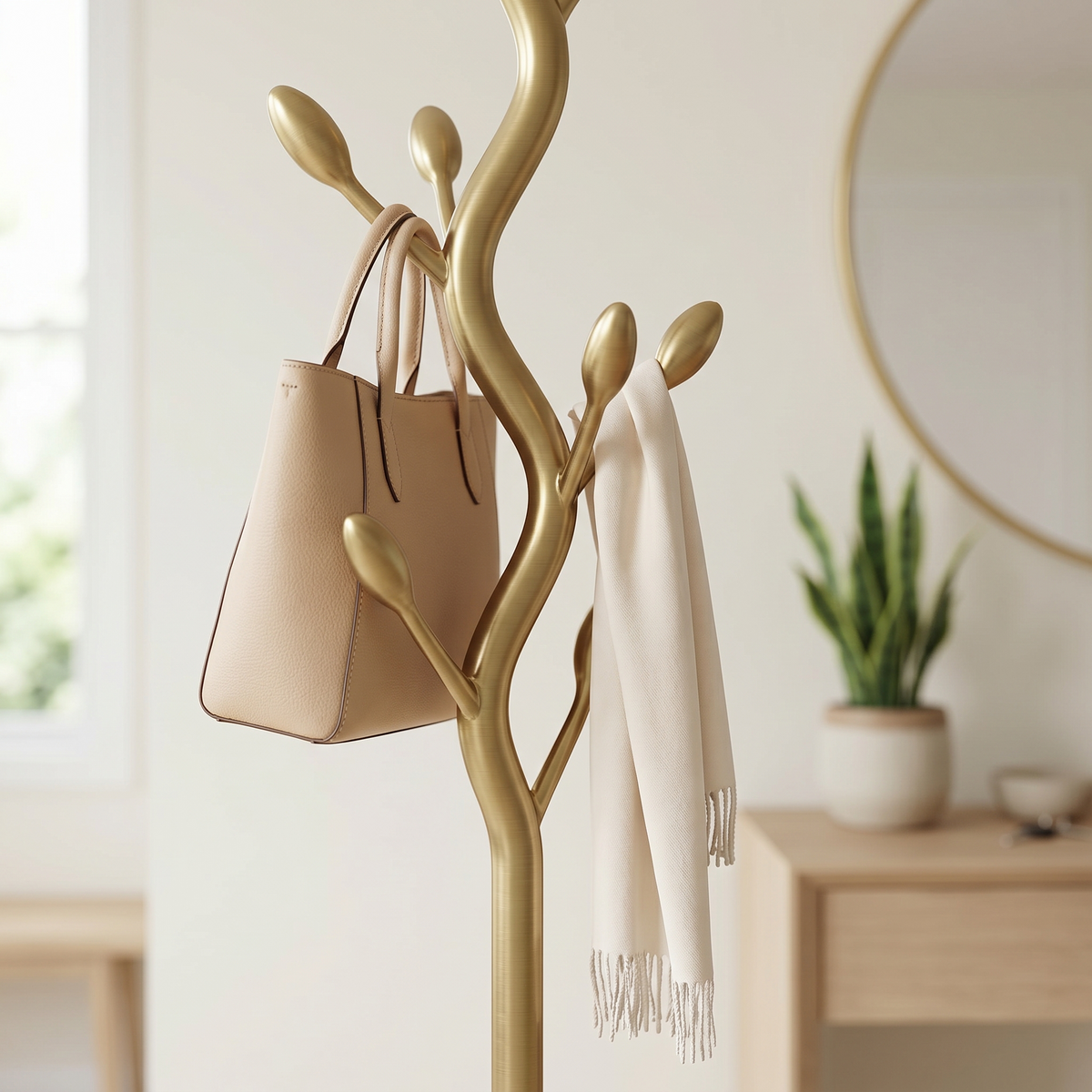 Porte Manteau sur Pied Design Arbre Dorée