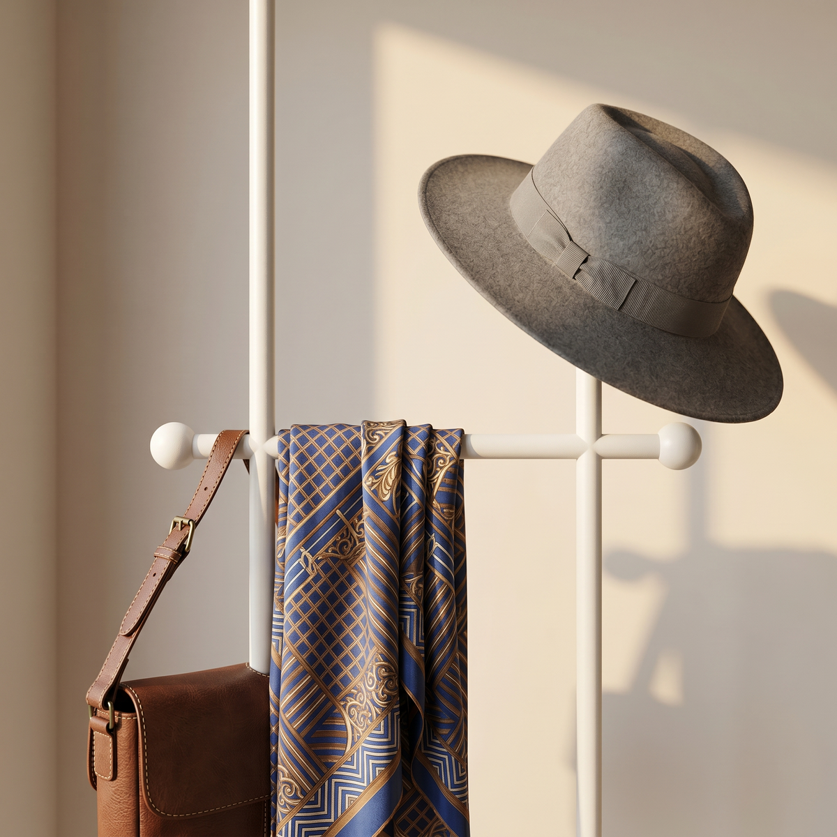 Porte Manteau sur Pied Blanc/Noir Design