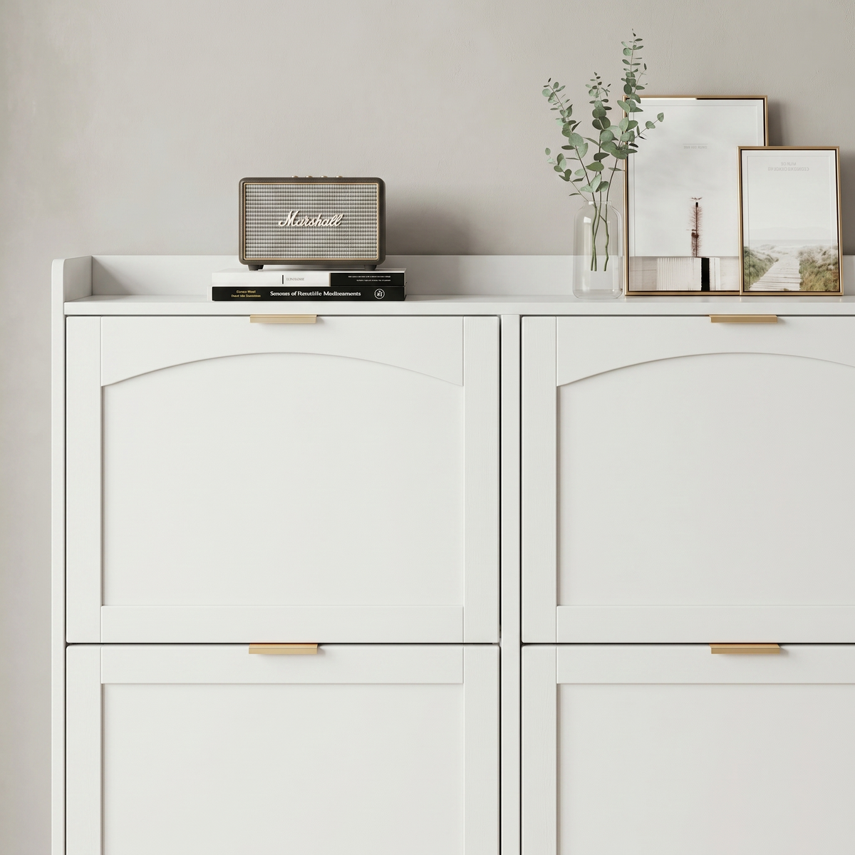 Meuble Chaussure Blanc 4 Abattants