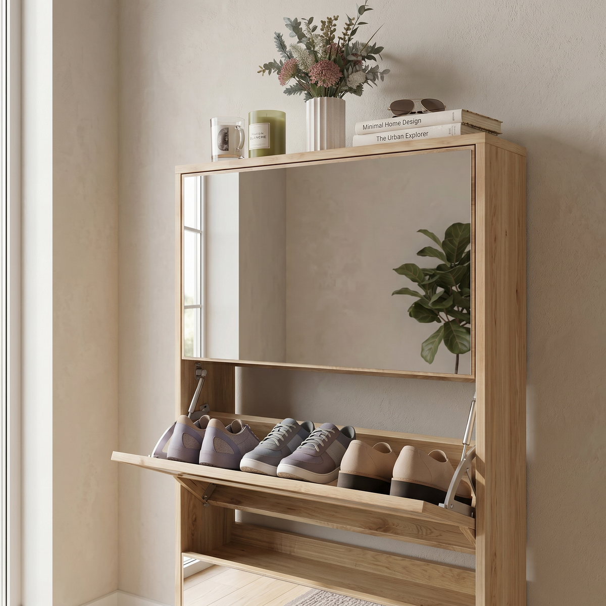 Meuble Chaussure Miroir Bois