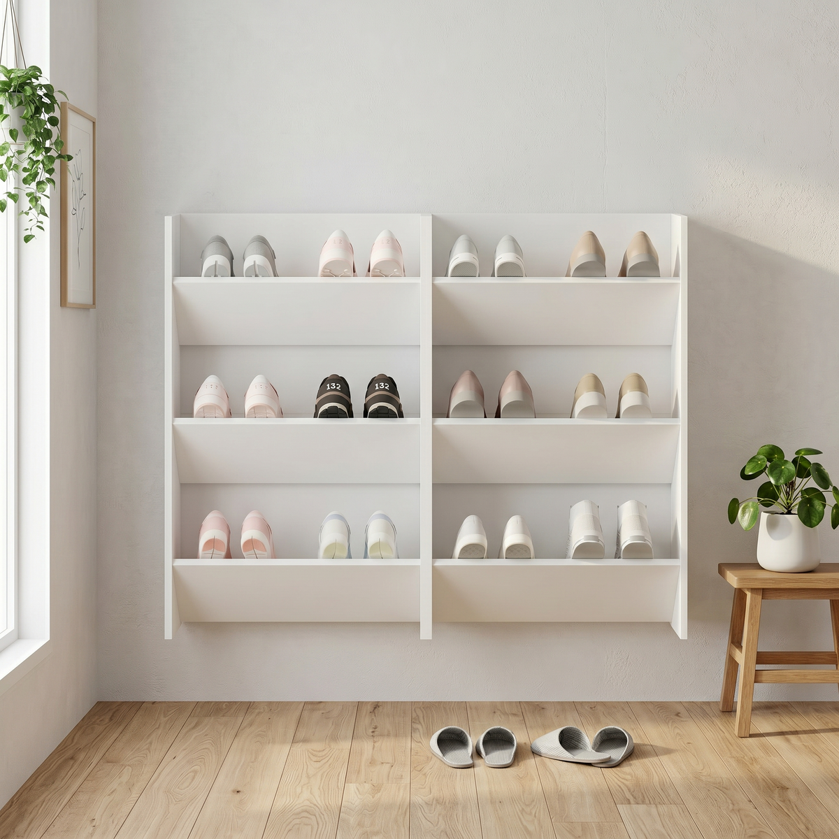 Rangement Mural Blanc pour Chaussure