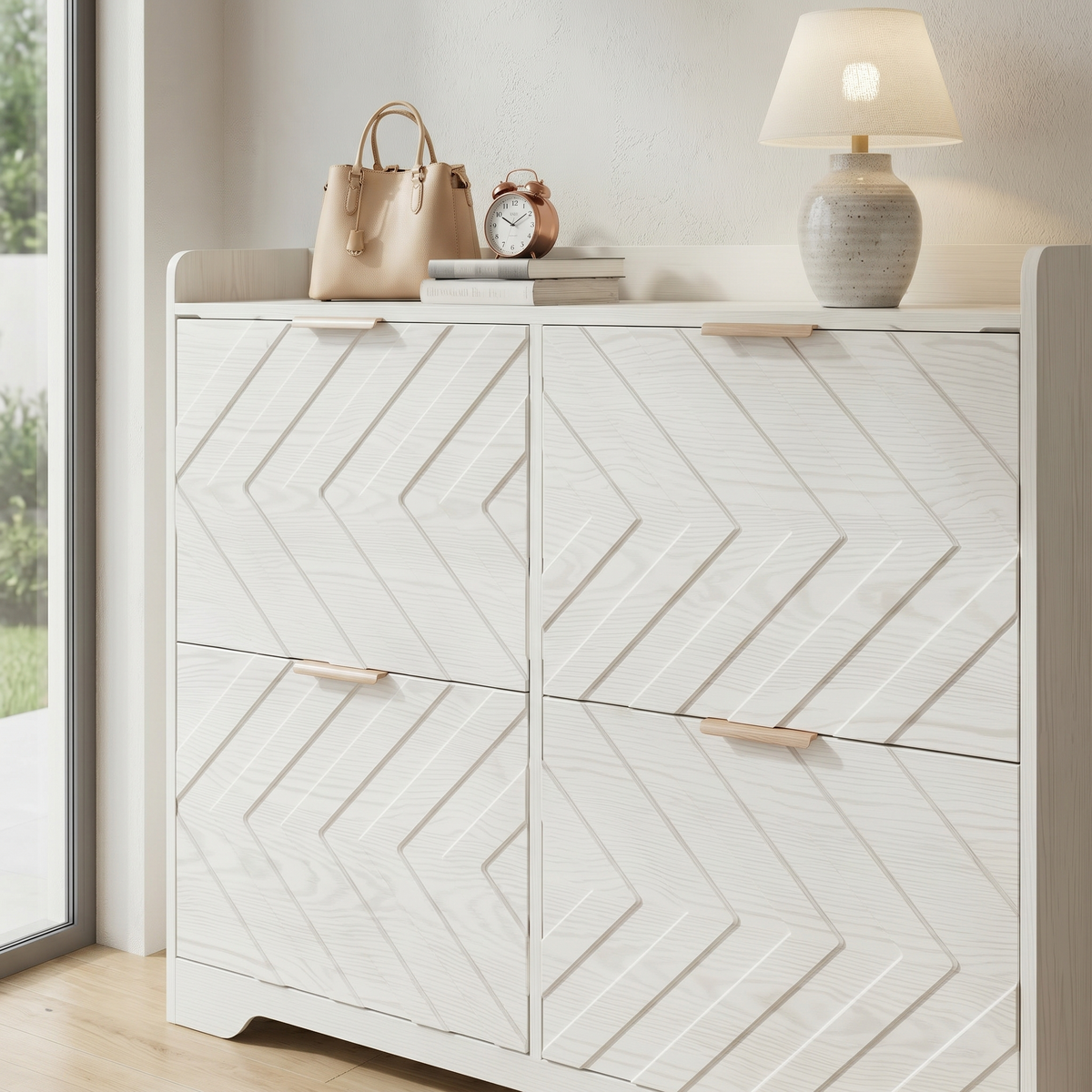 Meuble Chaussure Blanc Fermé Grande Capacité