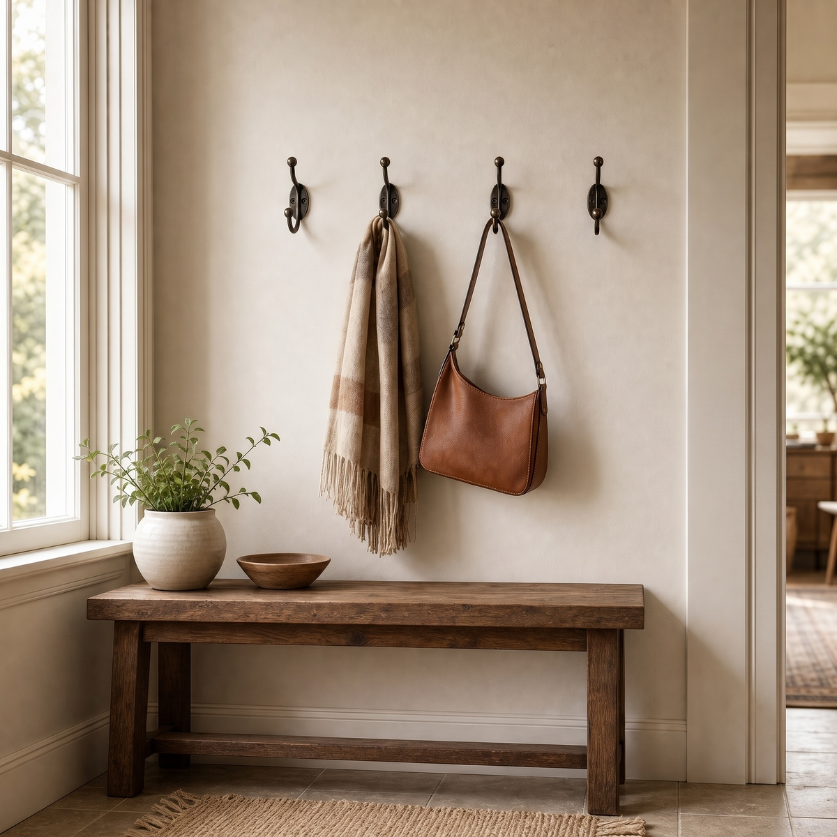Patère Porte-Manteau Bronze Antique Double, vue de trois quarts Image