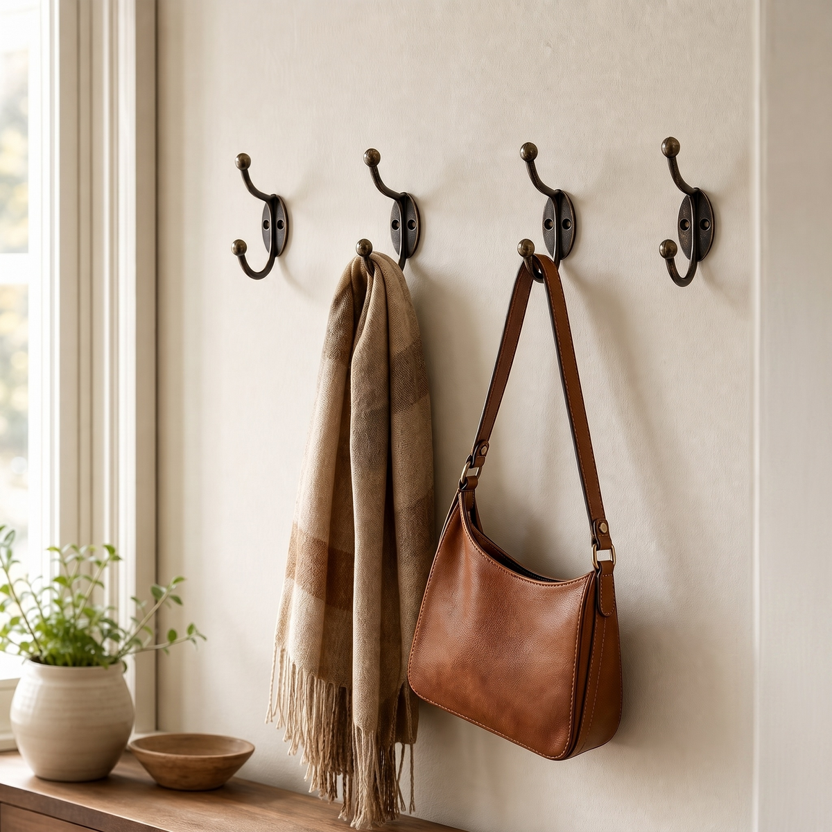 Patère Porte-Manteau Bronze Antique Double, vue de profil